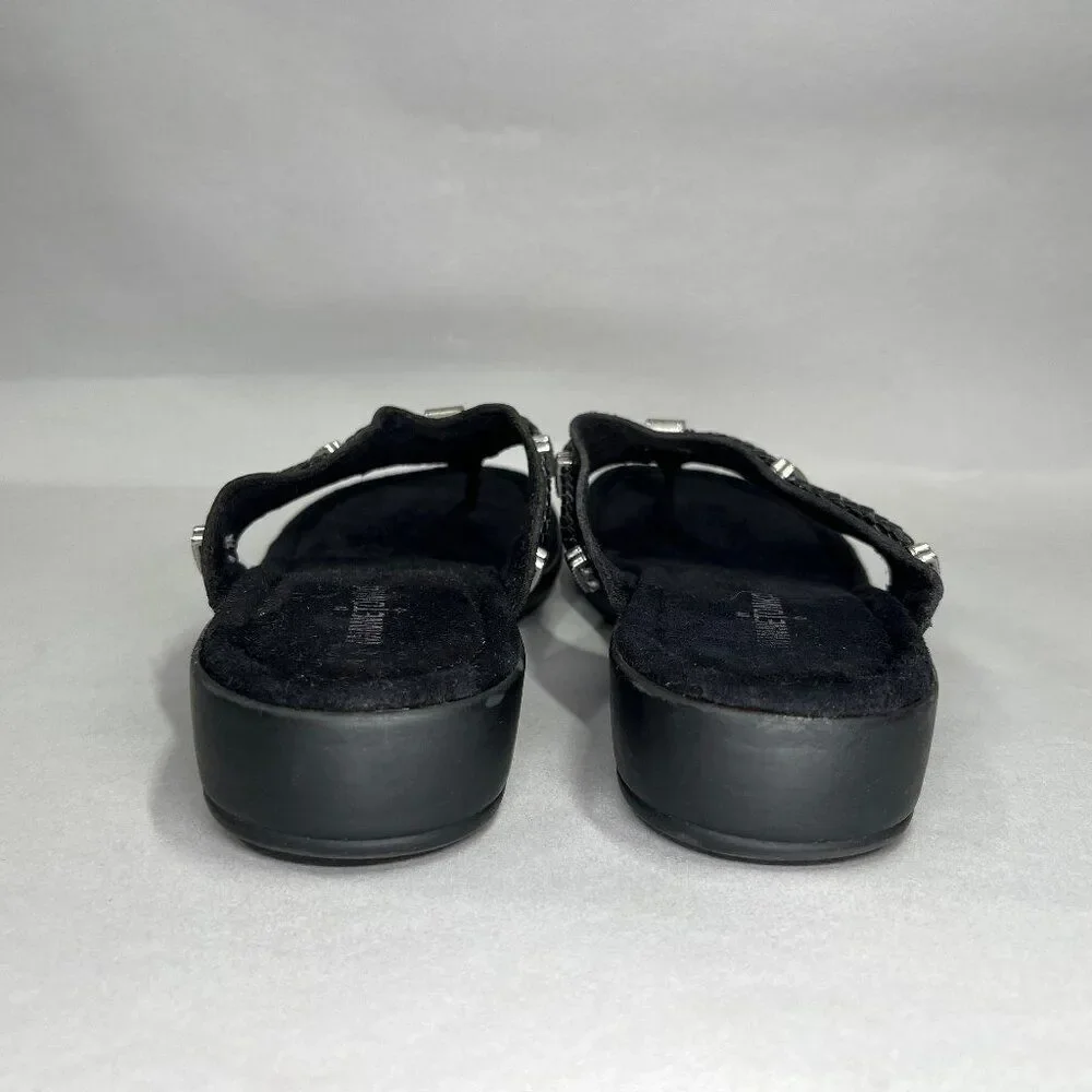 Minnetonka Black Women's Leather Flip‎ Flops Size 10